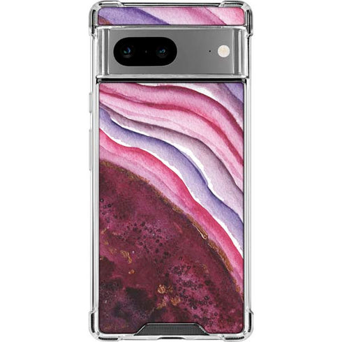 Plum Watercolor Geode Google Pixel 8a Clear Case